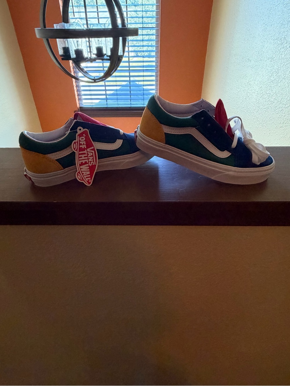 Vans Kids Old Skool Colorblock Sneakers in Green, Yellow, Red, Navy